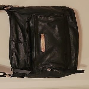 Great Condition Franco Sarto Black Leather and Silver Embellished Crossbody